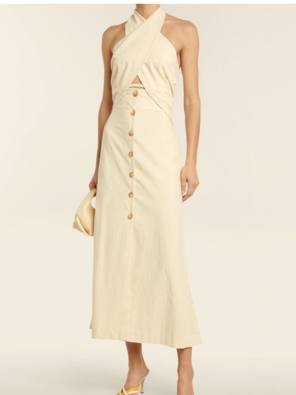 NANUSHKA Halter Linen Like Cotton Midi Dress